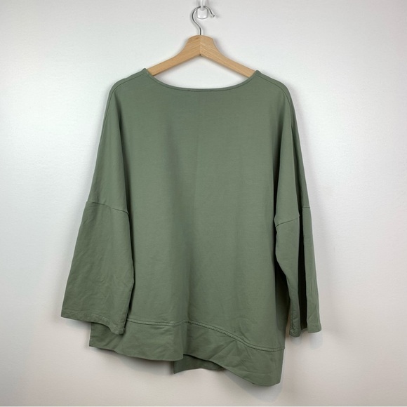 Paolo Tricot Sweater Green Size XL Italy Asymmetrical Boxy Oversized Lagenlook - Picture 2 of 10